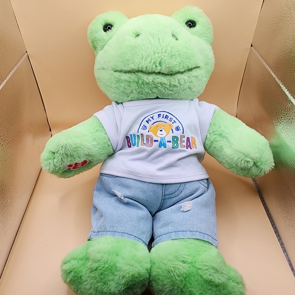 🐸 Build A Bear 16" Spring Green Frog Plush BABW * Smoke Free Home! Clean!